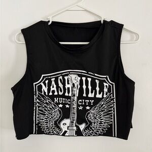 SHEIN Black Nashville Graphic Crop Top